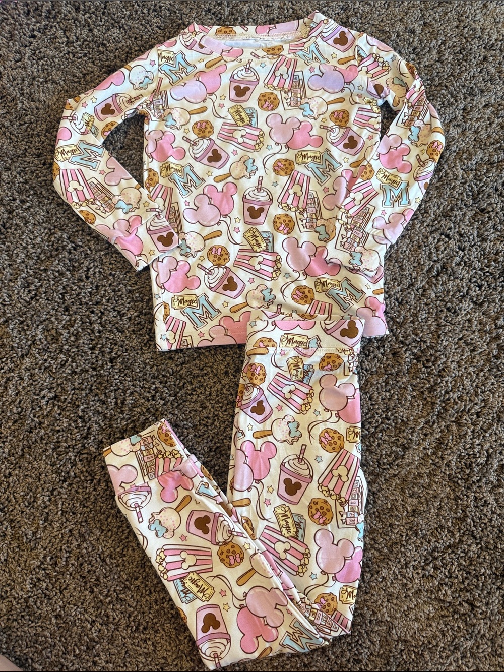NWOT BLUSH LOTUS girls pink snacks long sleeves pajama set - 2T